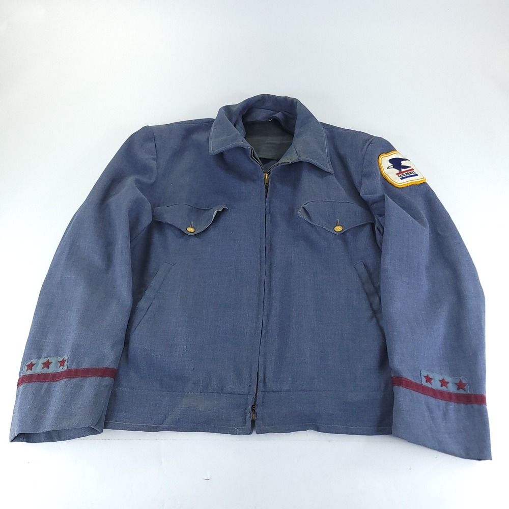 Early 1970s US Postal Service Letter Carrier Jacket Medium Blue 3 Service Stars